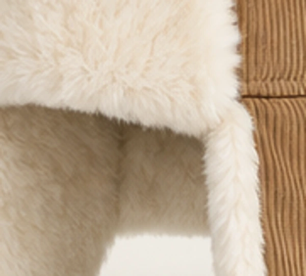 Bereg Corduroy Ushanka, close-up of Camel material and trim