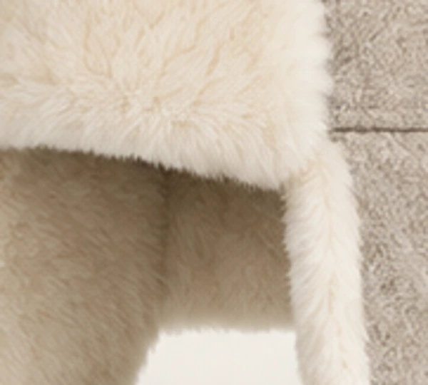 Moroz Wool-Blend Ushanka, close-up of Oatmeal material and trim