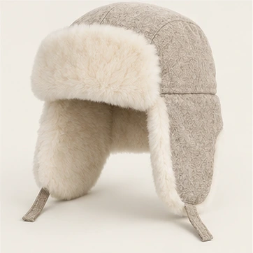 Moroz Wool-Blend Ushanka in Oatmeal, earflaps down
