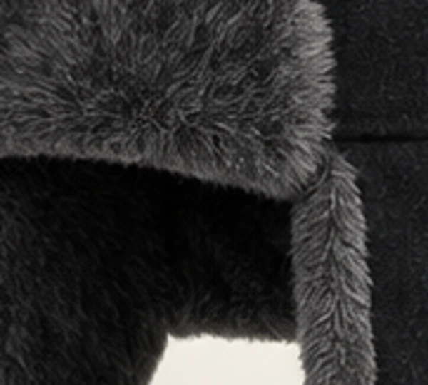 Noch Wool-Blend Ushanka, close-up of Black material and trim