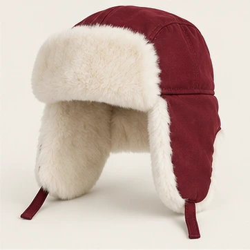 Zarya Classic Ushanka in Burgundy, earflaps down